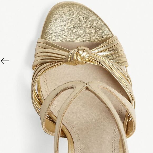 New SANDRO Paris Elisa metallic leather sandals 37 /7.5 Gold back zipper - Picture 4 of 9